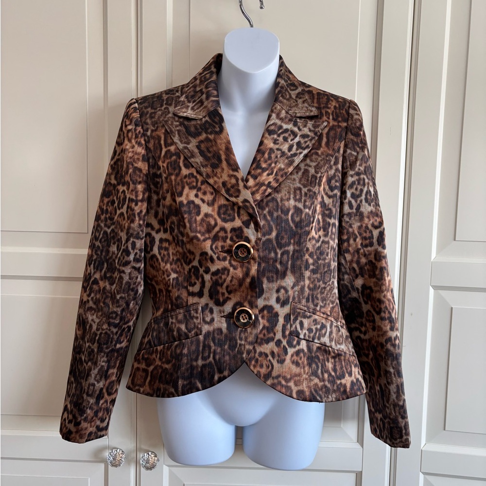 Ross Mayer Chic Leopard Print Blazer Size 8